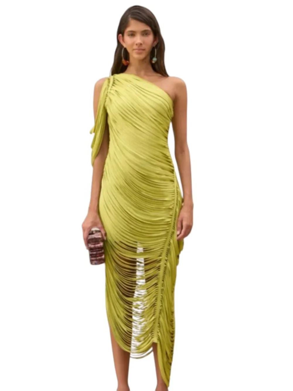 CULT GAIA Women's Sona One-Shoulder Draped Fringe Dress Size S NEW - Picture 5 of 16